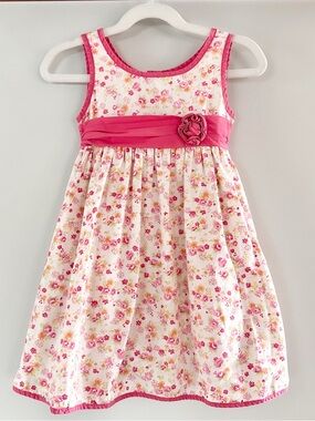Vintage Jona Michelle Toddler Girls Floral Dress Pink White Size 4T